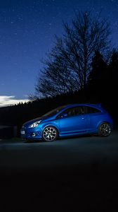 Preview wallpaper car, blue, side view, dark, night