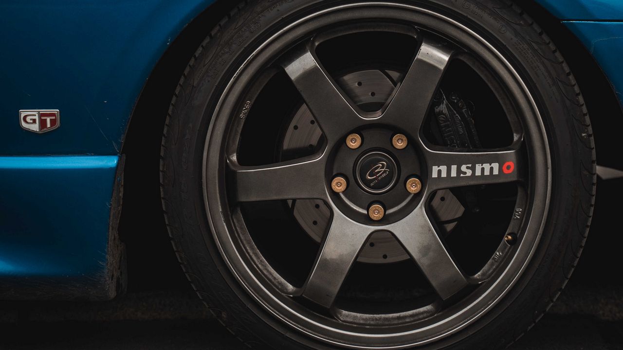 Wallpaper car, blue, wheel, side view