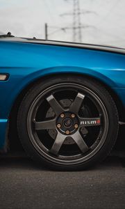 Preview wallpaper car, blue, wheel, side view