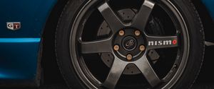 Preview wallpaper car, blue, wheel, side view