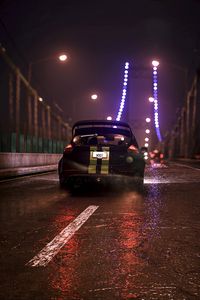 Preview wallpaper car, bridge, night, art, rain