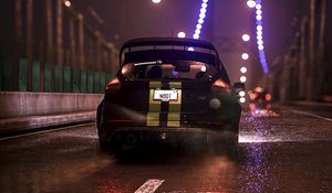 Preview wallpaper car, bridge, night, art, rain