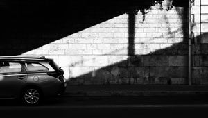 Preview wallpaper car, bw, side view, dark