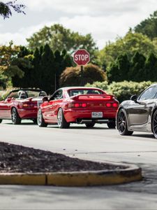 Preview wallpaper car, cars, red, parking