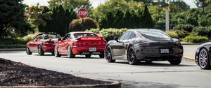 Preview wallpaper car, cars, red, parking