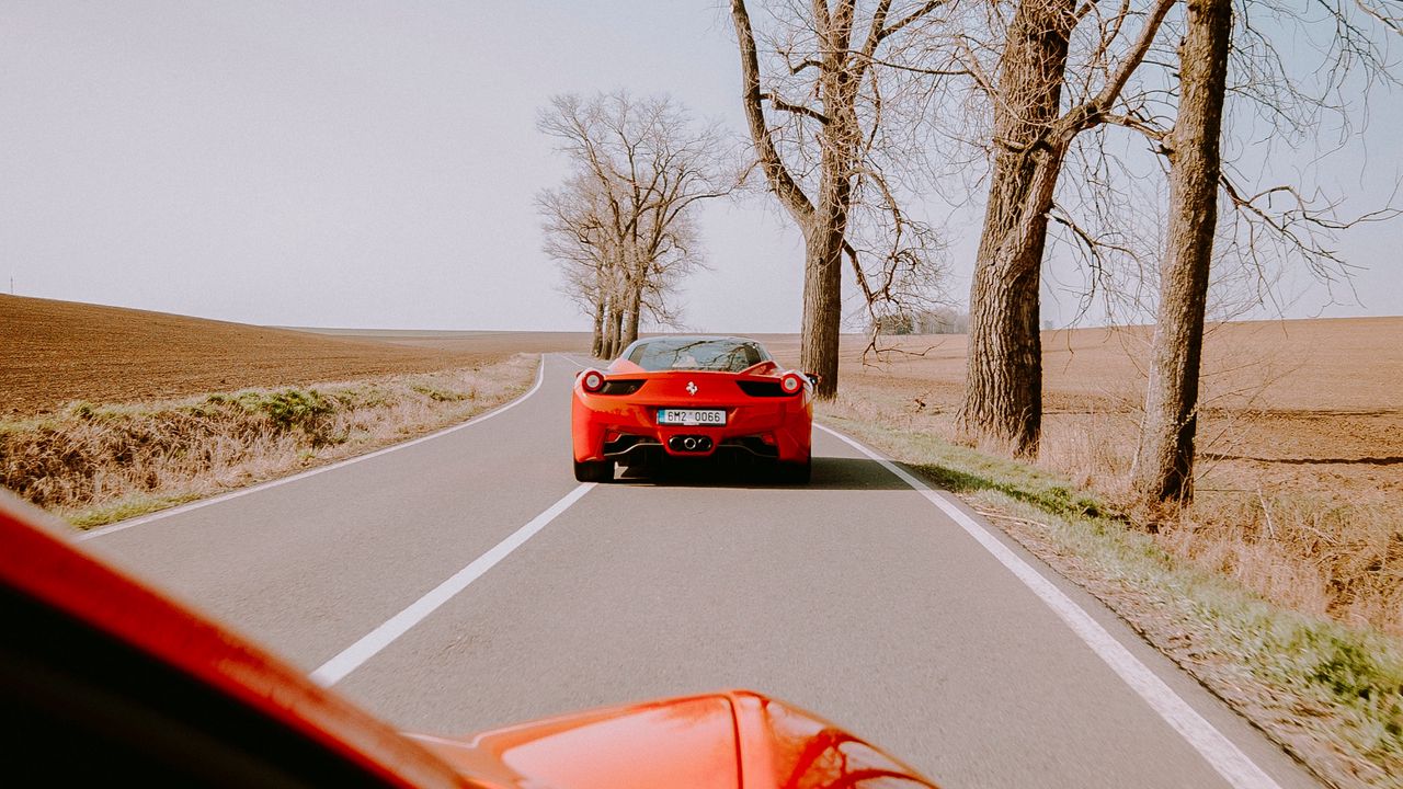 Wallpaper car, chase, red, road