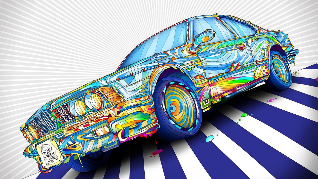 Wallpaper car, colorful, graphic