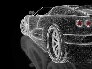 Preview wallpaper car, concept, three-dimensional, grid