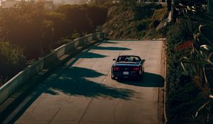 Preview wallpaper car, convertible, road, palm trees