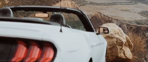 Preview wallpaper car, convertible, white, rear view, mountains