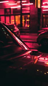 Preview wallpaper car, dark, night, lights, neon