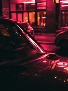 Preview wallpaper car, dark, night, lights, neon