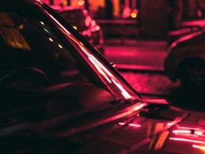 Preview wallpaper car, dark, night, lights, neon