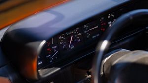 Preview wallpaper car, dashboard, retro, steering wheel