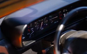 Preview wallpaper car, dashboard, retro, steering wheel