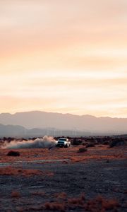 Preview wallpaper car, drift, dust, desert