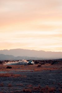 Preview wallpaper car, drift, dust, desert