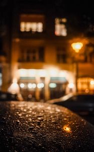 Preview wallpaper car, drops, rain, blur, lantern