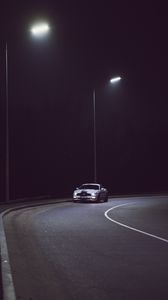 Preview wallpaper car, flashlight, road, night