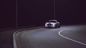 Preview wallpaper car, flashlight, road, night