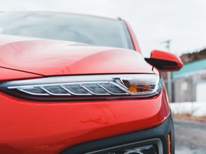 Preview wallpaper car, front view, headlight, red