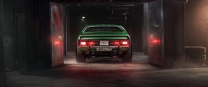 Preview wallpaper car, garage, tuning, green, rear view