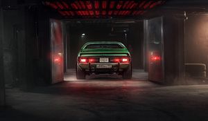 Preview wallpaper car, garage, tuning, green, rear view