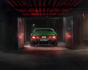 Preview wallpaper car, garage, tuning, green, rear view