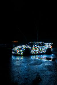 Preview wallpaper car, garlands, lights, night