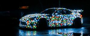 Preview wallpaper car, garlands, lights, night