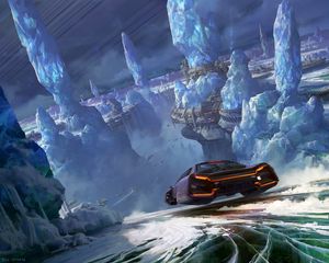 Preview wallpaper car, glaciers, sci-fi, speed