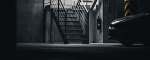 Preview wallpaper car, gray, dark, parking, stairs