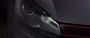 Preview wallpaper car, gray, headlight, front view, closeup