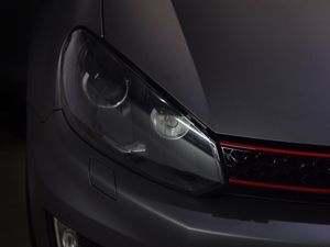 Preview wallpaper car, gray, headlight, front view, closeup