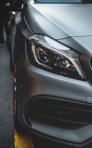 Preview wallpaper car, gray, headlight