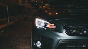 Preview wallpaper car, gray, headlight, light