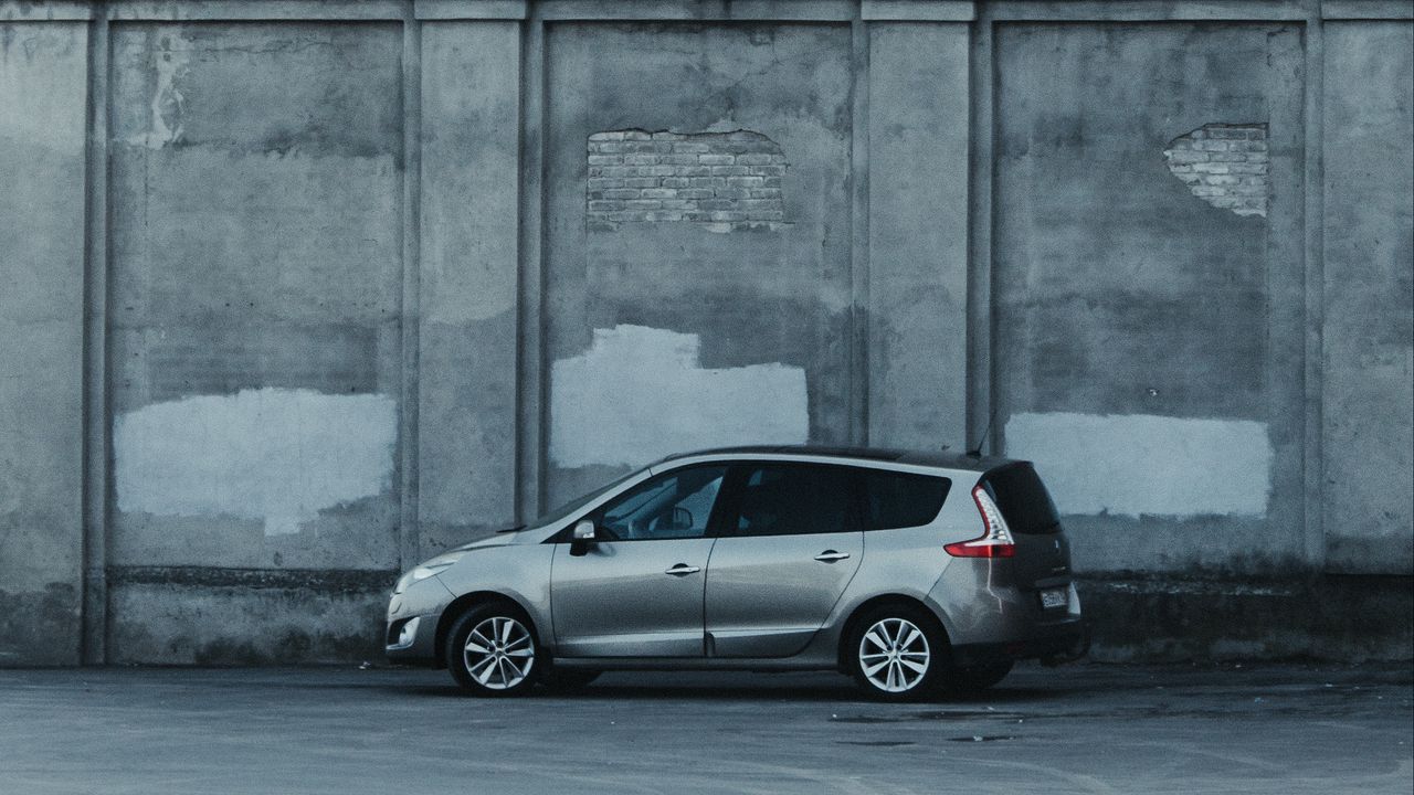 Wallpaper car, gray, parking, wall, architecture