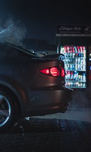 Preview wallpaper car, gray, taillight, backlight, night