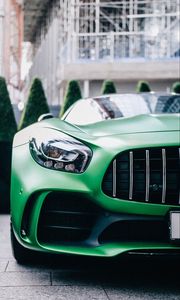 Preview wallpaper car, green, sports car, supercar, front view