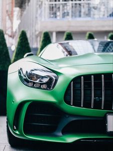 Preview wallpaper car, green, sports car, supercar, front view