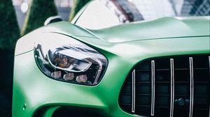 Preview wallpaper car, green, sports car, supercar, front view