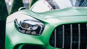 Preview wallpaper car, green, sports car, supercar, front view