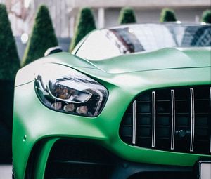 Preview wallpaper car, green, sports car, supercar, front view