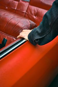 Preview wallpaper car, hand, seat, red