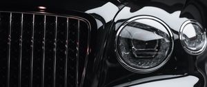 Preview wallpaper car, headlight, black, front view, close-up