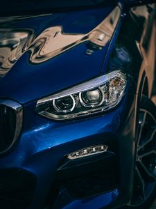 Preview wallpaper car, headlight, blue, front view