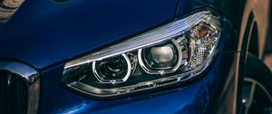 Preview wallpaper car, headlight, blue, front view