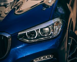 Preview wallpaper car, headlight, blue, front view