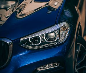 Preview wallpaper car, headlight, blue, front view