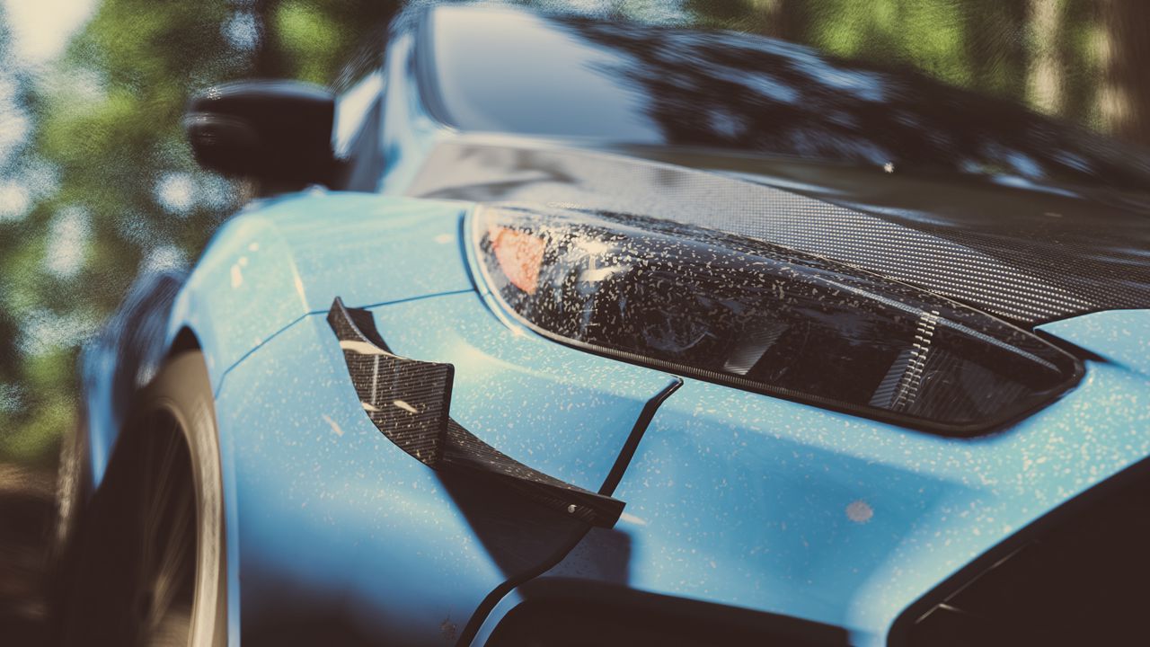 Wallpaper car, headlight, closeup, front view, blue